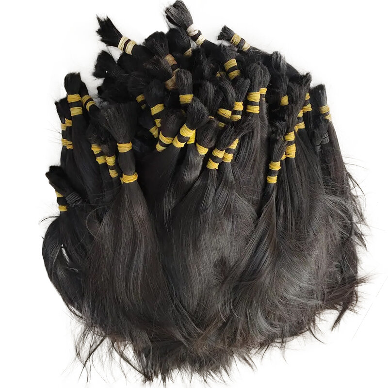 Wholesale Natural Human Hair For Braiding Straight Indian Hair Vendor Virgin Bundles No weft Hair Bulk 100% Human Hair Extension