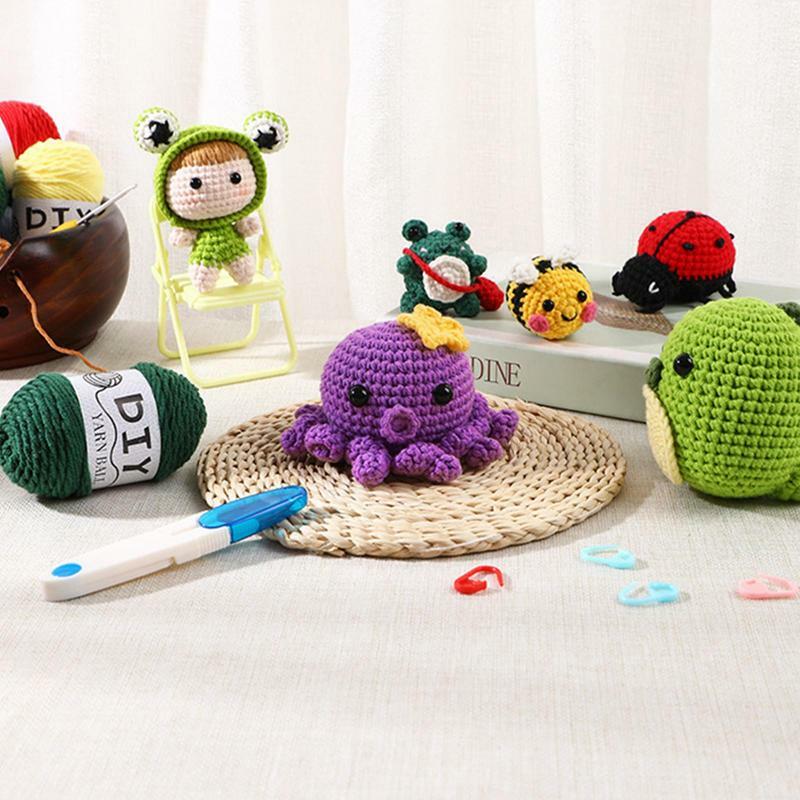 Crochet Crochet Kit para iniciantes, Suculentas e joaninha, Wobbles Crochet, DIY artesanato animal