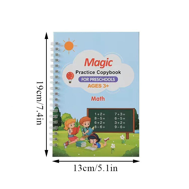 All English Groove Children's Practice Script Reusable Kids Practice Copybook Magic Book Writing Gifts With Pen