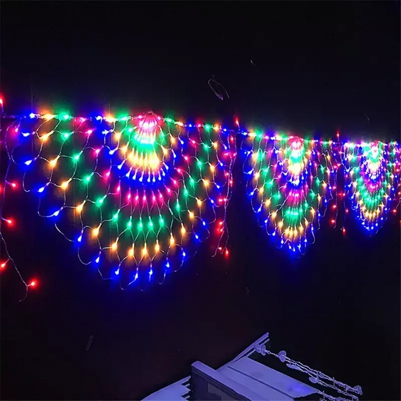 Luz de red LED de pavo real para exteriores, cortina de ventana, telón de fondo, pared, Navidad, Año Nuevo, cadena de luces de hadas, enchufe de la UE/EE. UU., 3M