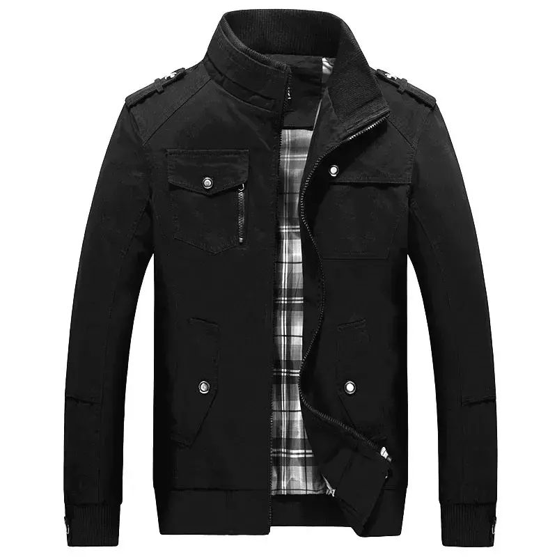 Куртка-бомбер мужская, Повседневная ветровка, пальто, облегающая верхняя одежда в стиле милитари, с воротником-стойкой, весна-осень