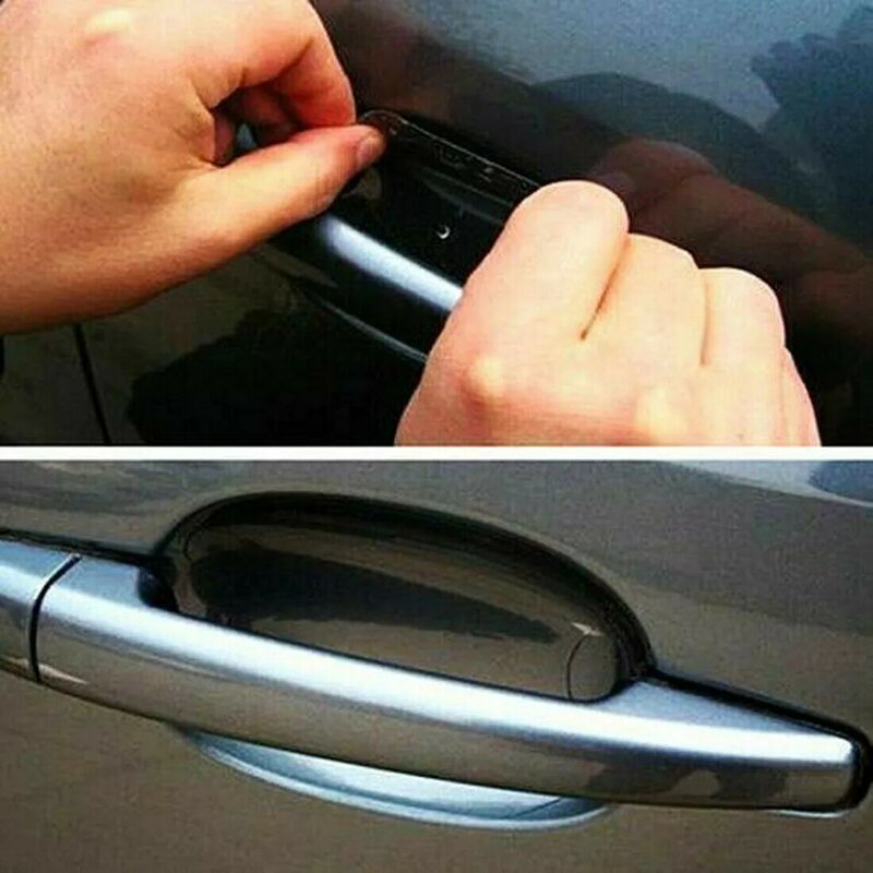 8pcs Invisible Clear Car Door Handle Paint Scratch Protector Guard Film Decor Cover Sheet Car Door-Handle Protective Film