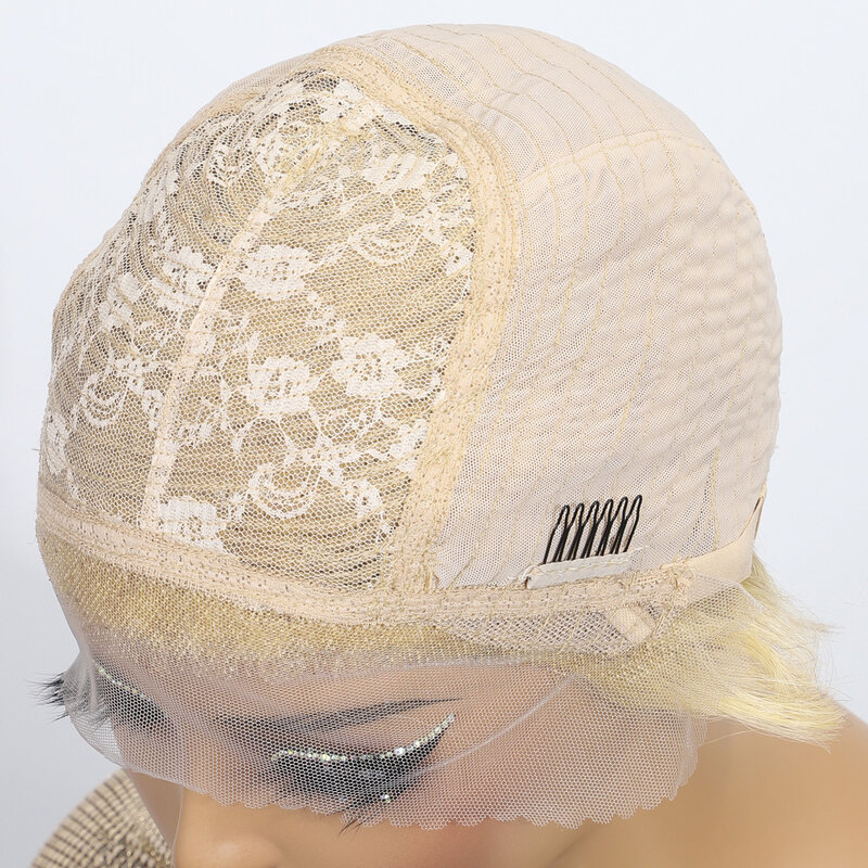 Pelucas de cabello humano brasileño para mujer, pelo corto elegante con encaje frontal 13x1, corte Pixie Rubio 613, línea prearrancada