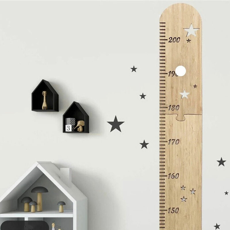 Wood Kids Height Ruler Round Edge No Burr High-end Texture Delicate Pattern Height Growth Chart Rule
