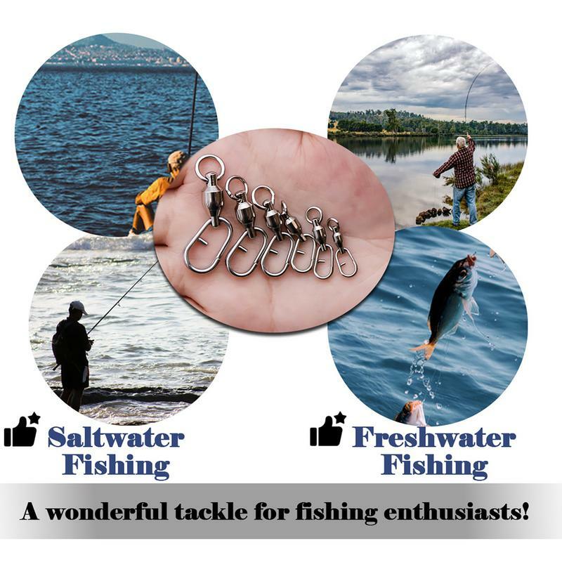 Aço inoxidável Swivel Pesca, Snap Ball Bearing, Split Ring, rolamento giratório, Carp Fishing Lure, Trolling Bait