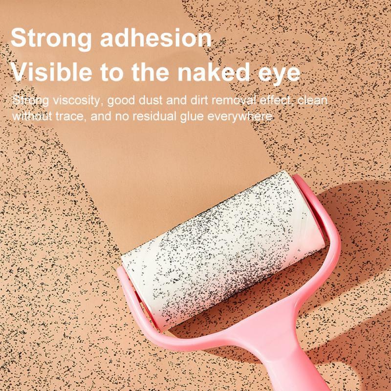 Dust Wiper Pet Hair Clothes Carpet Tousle Remover Washable With Handle Replaceable Paper Sticky Roller Cleaning Brush Tool