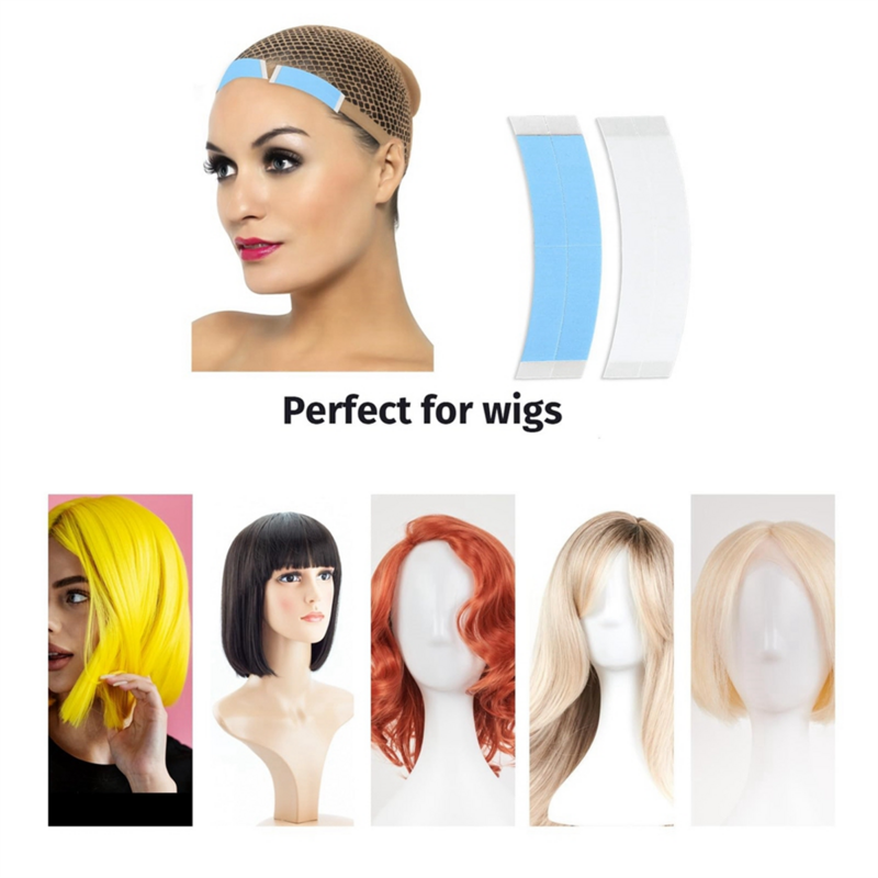 Wig berenda pita rambut dua sisi, Wig renda biru ringan perempat tahan air Super Styling potongan ekstensi rambut 36 buah