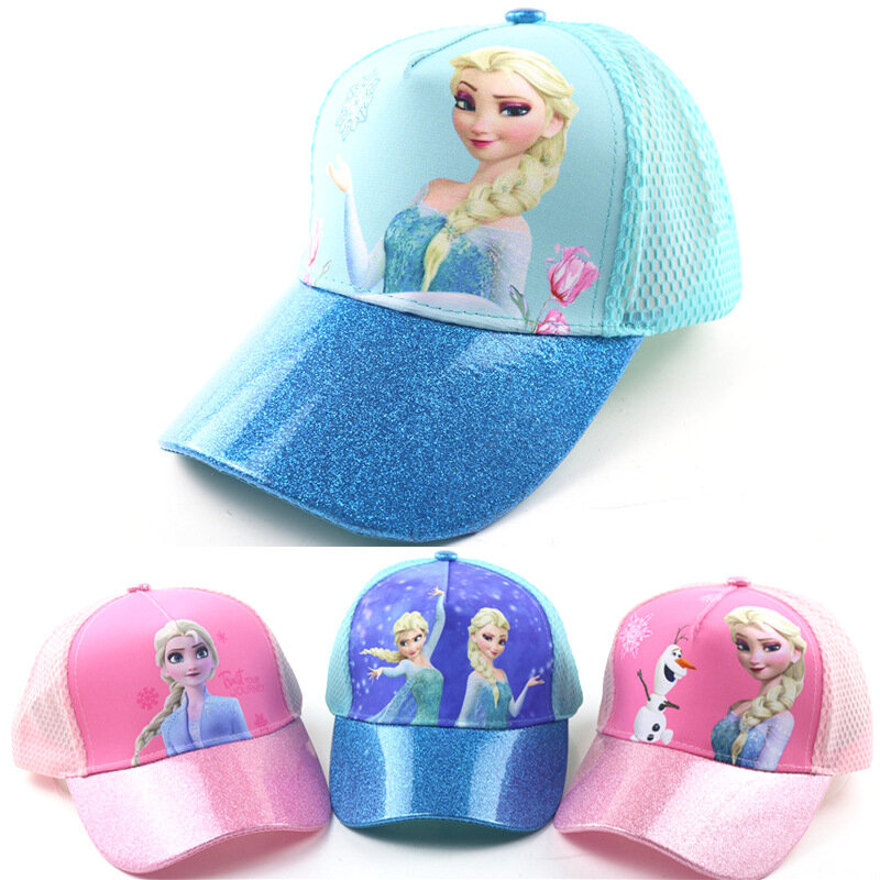 Disney Frozen Hat Anime Elsa Anna Baseball Cap Summer Breathable Shade Cap Girls Minnie Sophia Adjustable Frozen Hat Kawaii Gift