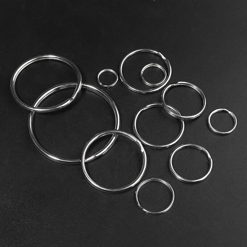 LLavero de hierro de línea redonda de rodio, anillo dividido para fabricación de joyas, bolsa DIY, llavero de coche, accesorios de búsqueda, 10-50 piezas