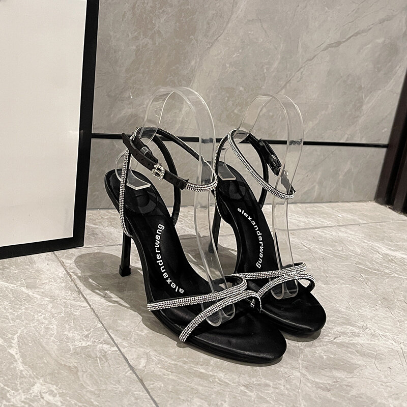 Sandalias de moda de verano para mujer, zapatos de tacón fino con punta abierta, sexys, zapatillas de fiesta, novedad de 2023