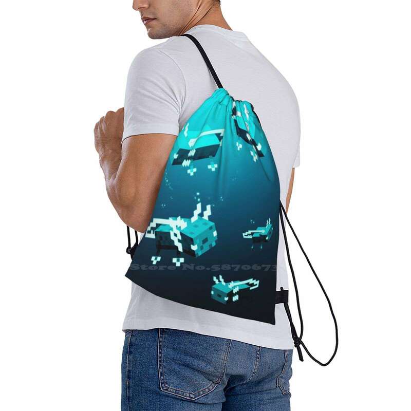 Glow Axolotl Gamer Backpack, Salamandra Kawaii, Travel Laptop Bag, Jogos de Escola, Glow Mobs, Moda, Bonito