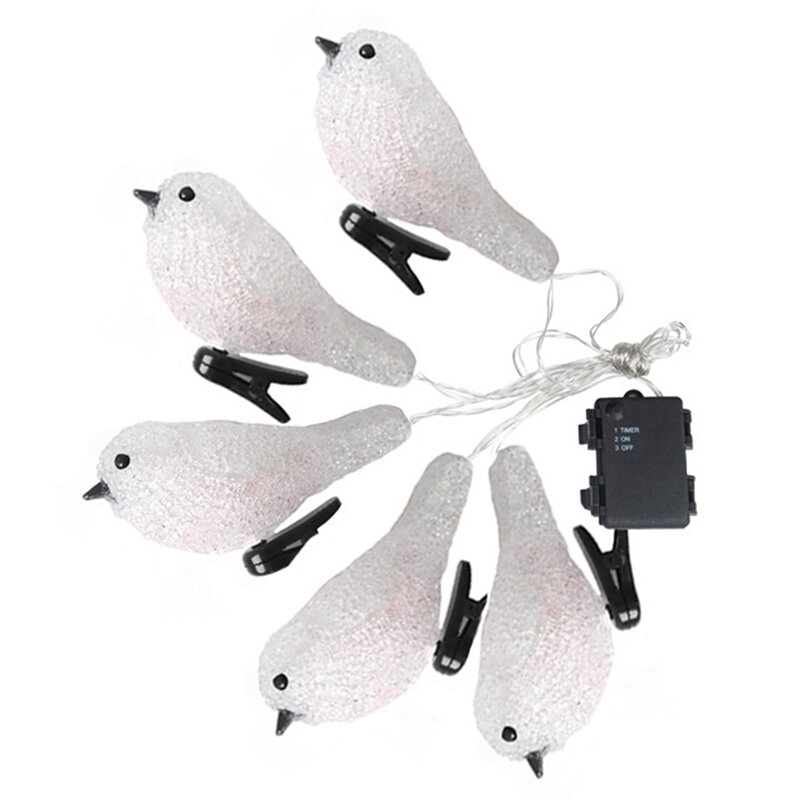 5 LED Clip su acrilico robbins Lights Garden Outdoor Birds Christmas Decor Xmas