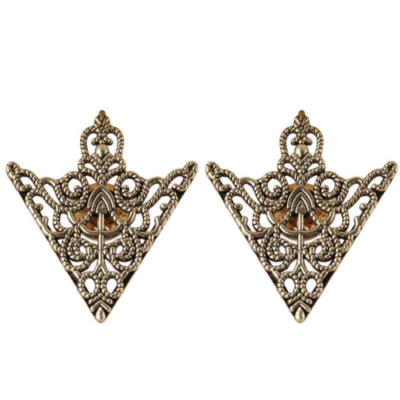 Vintage Hollow Triangle Shirt Collar Pin Fashion Rhinestone Crown Brooch Corner Emblem Jewelry For Women Men Shirt Jewelry