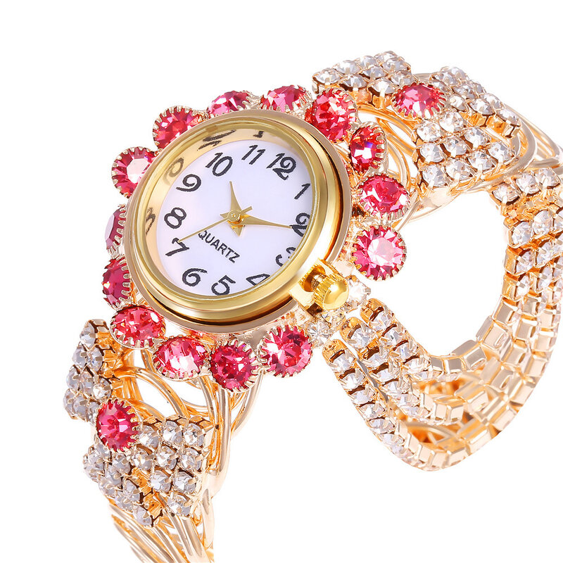 YIKAZE 다이아몬드 라인석 럭셔리 여성용 쿼츠 손목시계, 여성용 패션, 합금 스틸 스트랩, 캐주얼 시계, 방수 시계