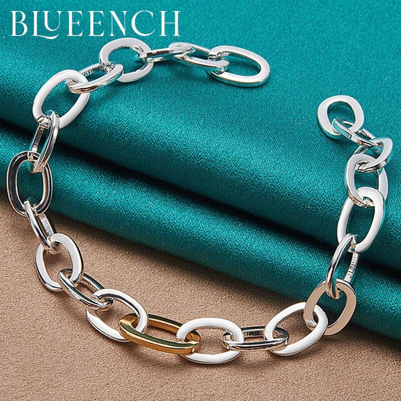 Blueench 925 Sterling Silver Full Circle Bracelet for Ladies Casual Simple Jewelry