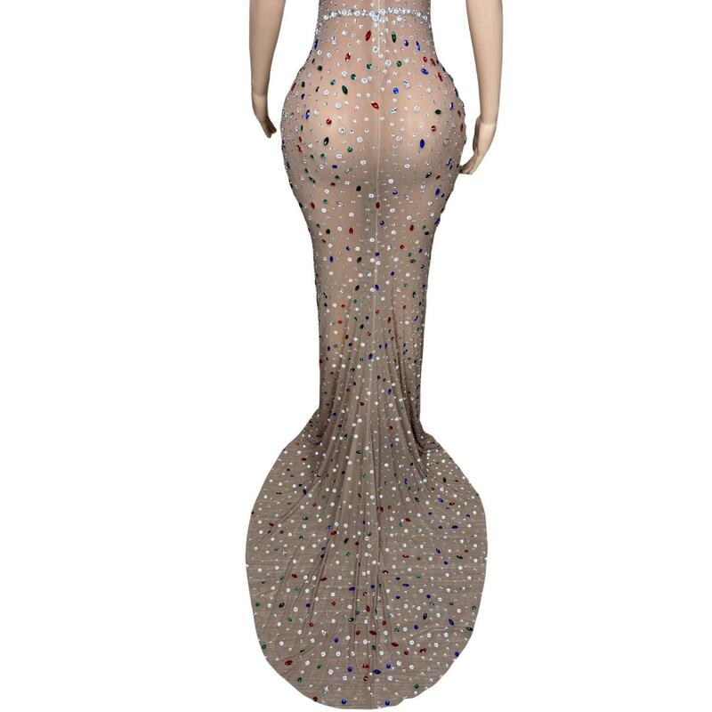 Abiti da ballo lunghi Sexy 2024 Sexy Mermaid Halter Crystals Black Girls Sparkly Stones Prom Gala Gowns for Wedding Party Nihong