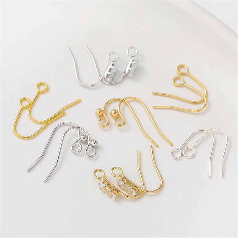 14K Gold Inlaid Diamond Earrings with Beaded Earrings Handmade Earrings Material Accessories E033