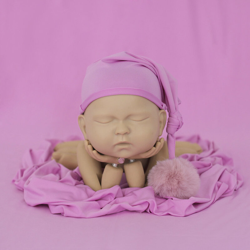 Реквизит для фотосъемки новорожденных однотонное одеяло для детской фотосъемки эластичная мягкая пушистая шапочка для фотосъемки реквизит