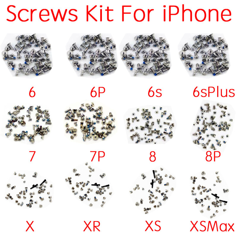 Full Bộ Ốc Vít Cho iPhone 6 6Pl 6 6S 6SPlus 7 7P 8 Plus X XR XS 11 12 Pro Max Với 2x Dưới Ốc Vít Bộ Sửa Chữa Thay Thế Linh Kiện