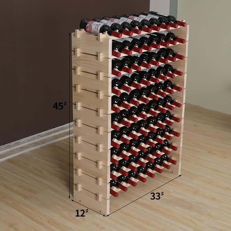 Wine Rack Cabinet Wooden Freestanding for Floor Stackable Storage Wine Bottle Holder