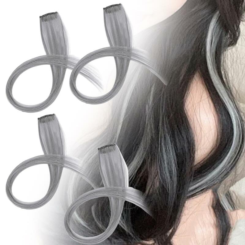 女性のための吊り下げ式ヘアクリップ,ファッショナブルなシームレスな色のヘアエクステンション,ヘアクリップ,4個