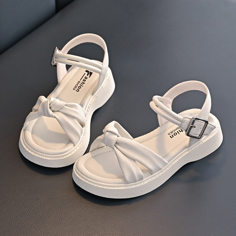 Сандалии с открытым носком для детей и девочек, Нескользящие пляжные туфли с пряжкой, летняя обувь