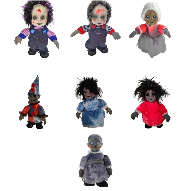 Muñeca fantasma Halloween, muñeca eléctrica horrible que mueve, juguete parodia, decoración navideña temporada, por