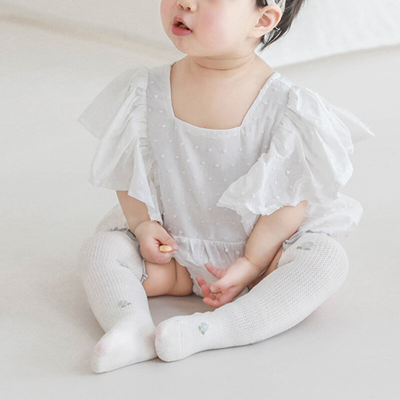 Chaussettes élastiques pour bébés filles, motif floral, respirantes, longues, protection contre les moustiques