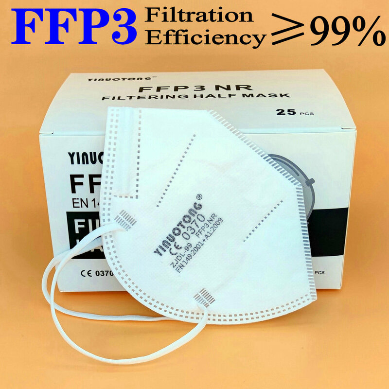 FFP3 KN95 Masques de protection CE pour adultes, masque de sécurité, masque buccal, filtre à 5 couches, anti-poussière