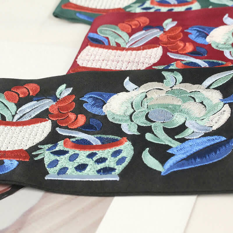 Ceinture large brodée florale pour femme, ceinture élastique, ceinture Cummerbund, élégante rétro avec structure en métal, noir, vert, rouge