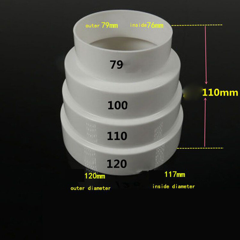 Draagbare Ventilator Ventilator Pijp Praktische Vervanging 80/100/110Mm Abs Plastic Duct Duct Multi Reducer Multi Reducer