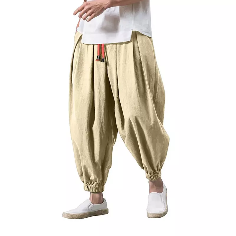 Luźne, luźne, szerokie spodnie dresowe męskie spodnie Cargo elastyczne jednokolorowe spodnie męskie na lato luźne, luźne, Streetwear pantalony