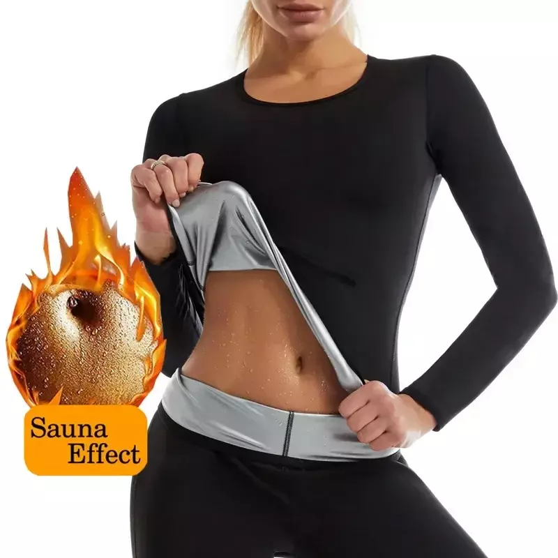 Thermal Sweat Fiber Hot Top Underwear Shirt Bottoming Women Color Solid Sauna Long-sleeved Heating Tops Seamless
