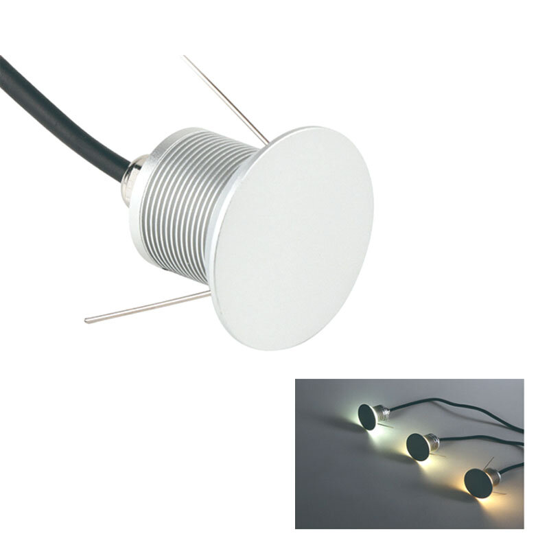 Impermeável Recesso LED Lâmpada de parede para Home Garden, Rodada Outdoor Gangway Lâmpadas, Escadas Lâmpadas de parede, 1W, 12V-24V, IP67