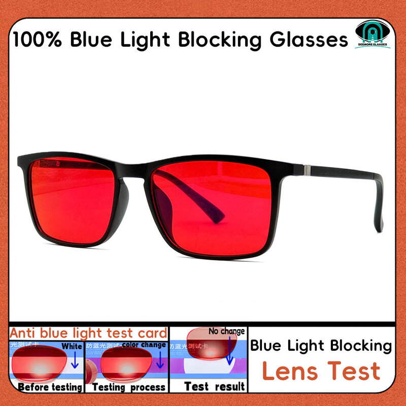 Czerwona soczewka 100% niebieskie światło okulary blokujące pomarańczowe soczewki, okulary przeciw zmęczeniu modne okulary damskie mężczyzna okulary gamingowe