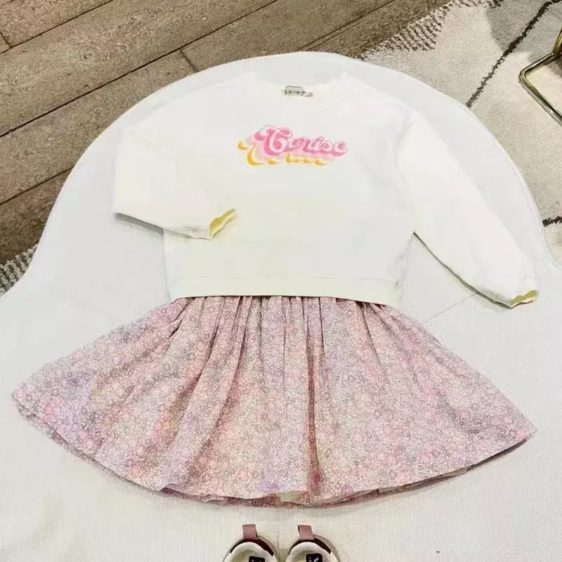Pre-vendita (nave a marzo) 2024 BP primavera felpa ragazza ciliegia ricamo felpe con cappuccio bambini Boutique vestiti neonati felpa