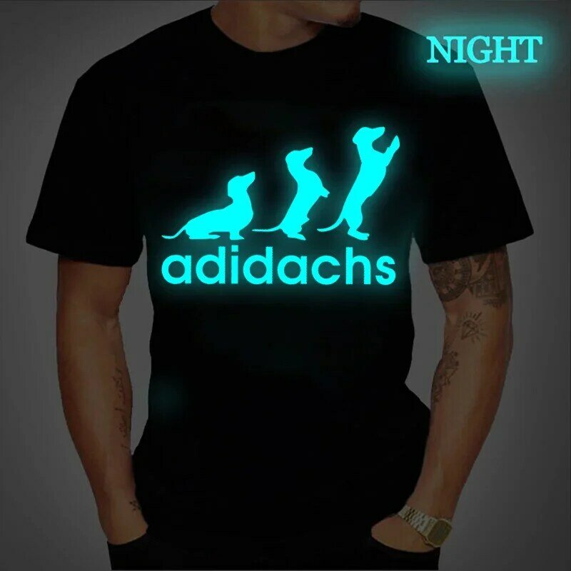 Harajuku Dachshund Dog Lover T-shirt masculina, camisas gráficas luminosas, camisas grandes de marca de moda