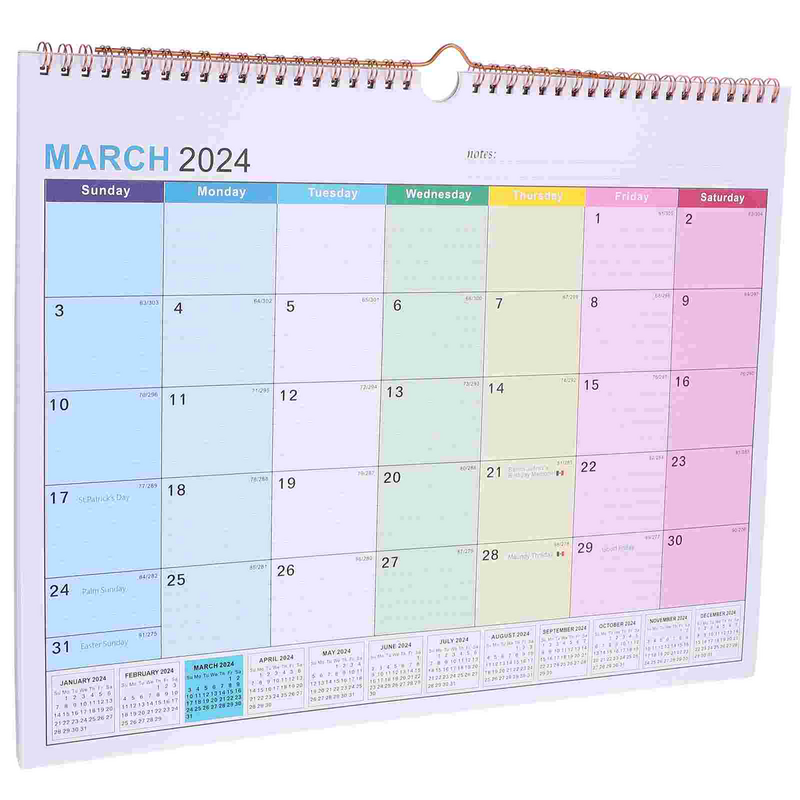 Calendario de pared en inglés, calendario colgante mensual, escritorio grande, Oficina mensual para el hogar, horario de oficina, año de papel