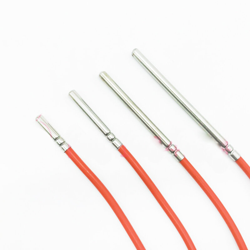 FS Waterproof PT1000 Temperature Sensor -50 ~ 200°C Probe DIA 6mm Insert Length 100mm Heat Resistant 2 Wire 1M Silicone Cable