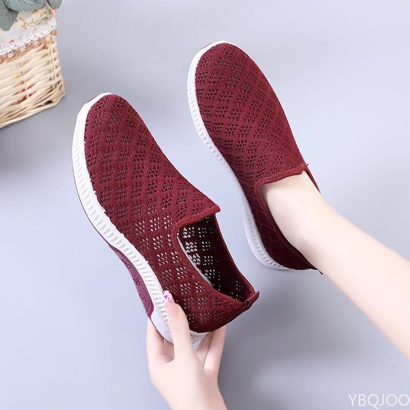 2022 New Fashion Mesh Shoes Women Shoes Mesh Sports Shoes Breathable Flats Soft Sole Casual Sneakers