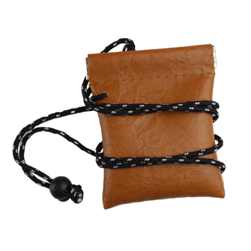 5xbolsa colgante para el cuello, bolso para llaves, billetera pequeña, bolsa de almacenamiento para auriculares para hombres y mujeres, marrón