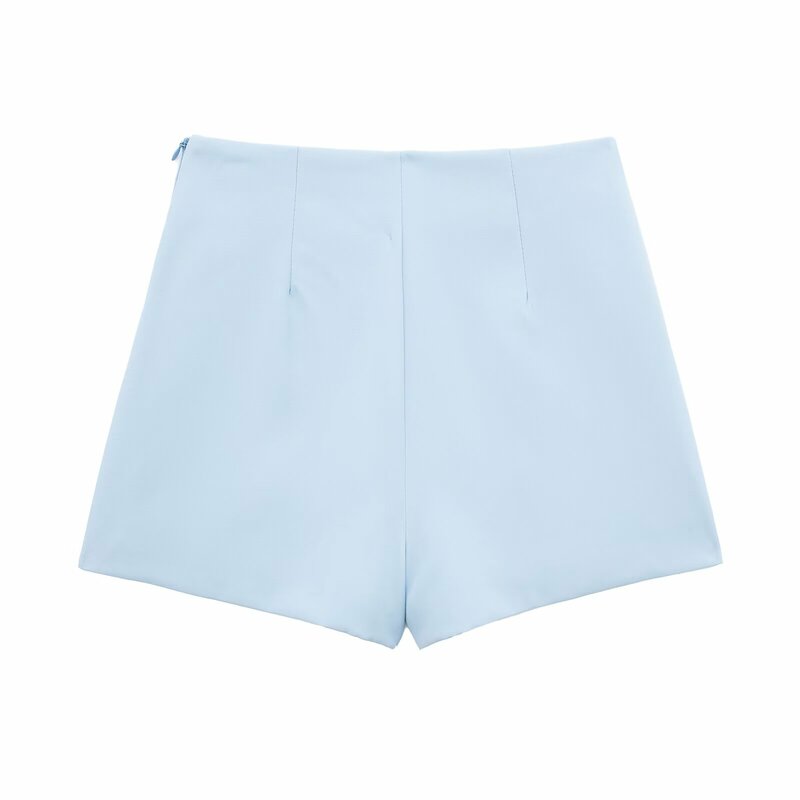 Pantalones cortos informales para Mujer, Shorts versátiles, Multicolor, de cintura alta, con cremallera lateral, estilo básico, 2024