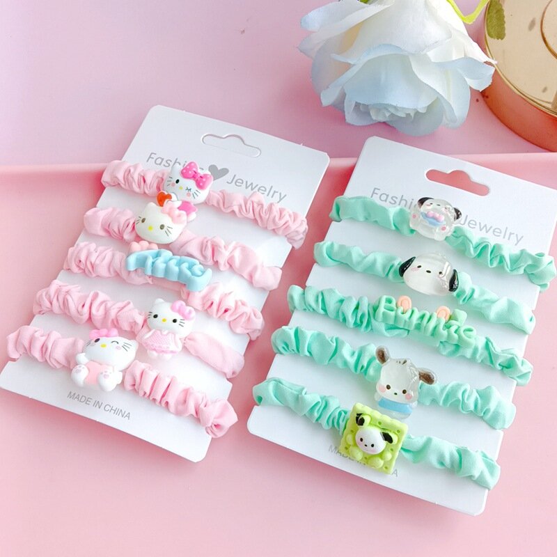 New Kawaii Sanrio Hair Ties Anime Hair Ring Ornaments Hello Kitty My Melody Kuromi Hair Rope Cartoon Accessories Girl Gift