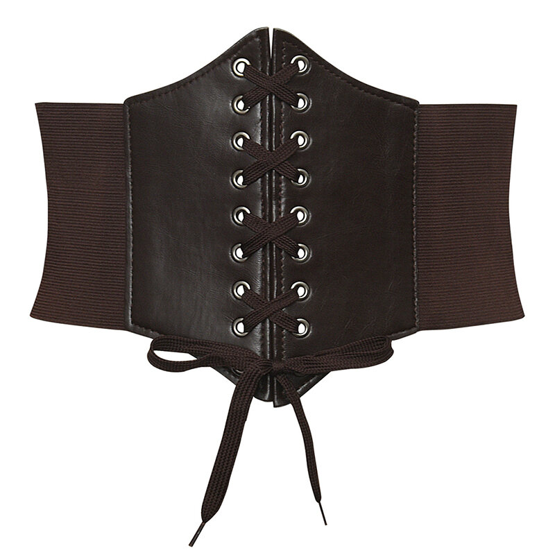 Belts For Women Waist Corset Wide PU Leather Slimming Body Belts Elastic Waistband Adjustable Dress Girdle