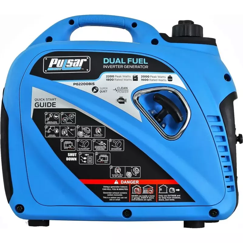 Push 2,200W Portable Dual Fuel Quiet Inverter Generator with USB Outlet & Parallel Capability, CARB Compliant, PG2200BiS
