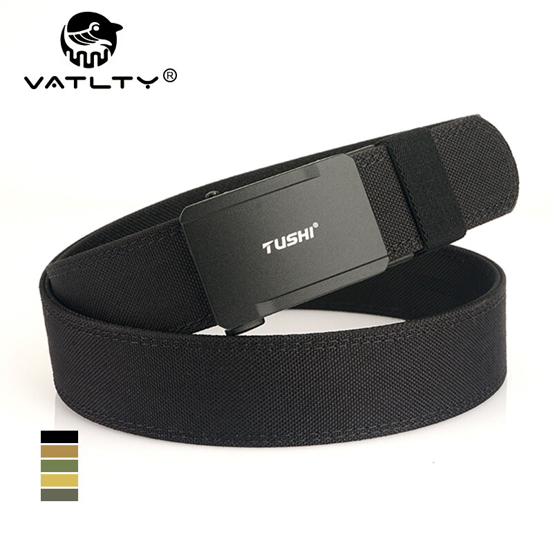VATLTY New Men's Military Pistol Belt Metal Automatic Buckle Sturdy Nylon Tactical Outdoor Belt IPSC Casual Waistband Male