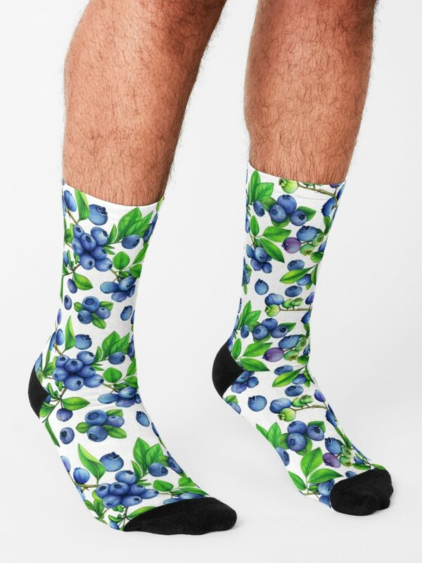 Calcetines con patrón de acuarela de frutas de arándanos para hombre, medias de compresión para mujer, calcetines divertidos