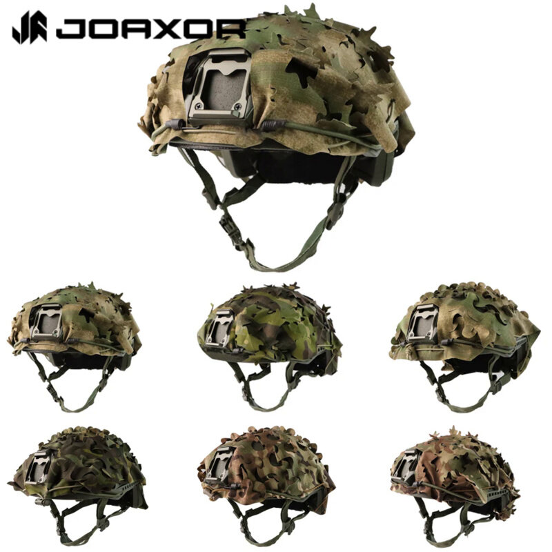 JOAXOR helm taktis, pelindung kepala kamuflase jala bernafas untuk perlengkapan militer taktis tempur cepat
