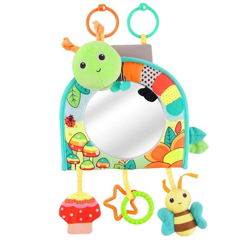 Asiento de coche de juguete para bebé, cuna colgante ajustable, decoración de cochecito de bebé, espejo de juguete, regalo de Animal, patrón de zorro, juguetes calmantes para bebé