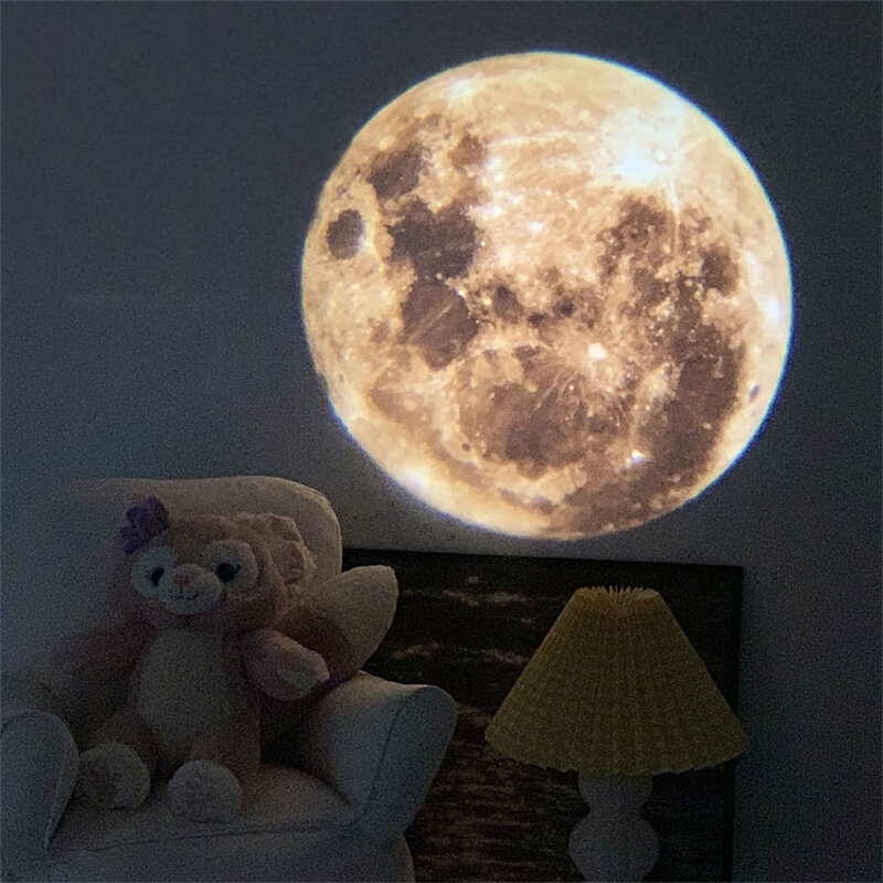 Lampe de projection créative Aurora Moon Galaxy, veilleuse de fond, budgétaire de terre, lampe de photographie, 16 cartes, feuilles